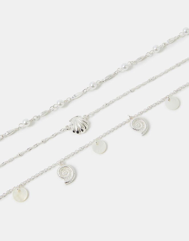 3-Pack Shell Charm Anklets, , large