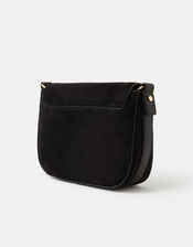 Saddle Buckle Crossbody Bag, Black (BLACK), large