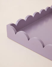 Large Wooden Tray with Scalloped Edge, Purple (LILAC), large
