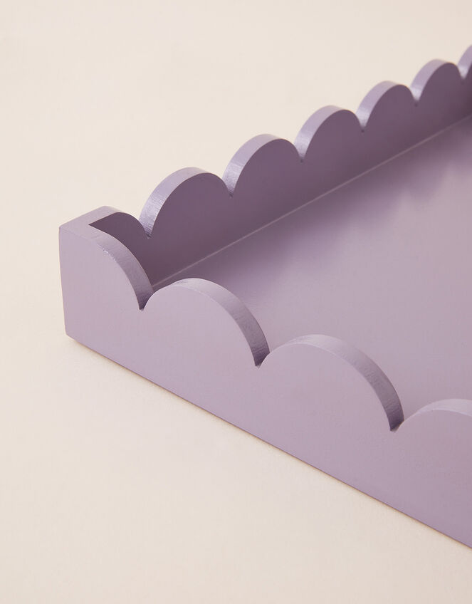 Large Wooden Tray with Scalloped Edge, Purple (LILAC), large