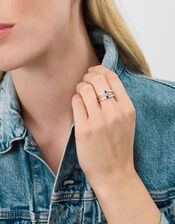 3-Pack Sterling Silver-Plated Mixed Stone Rings, Silver (ST SILVER), large