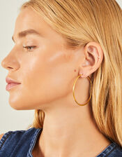 14ct Gold-Plated Stainless Steel Tube Hoops, , large