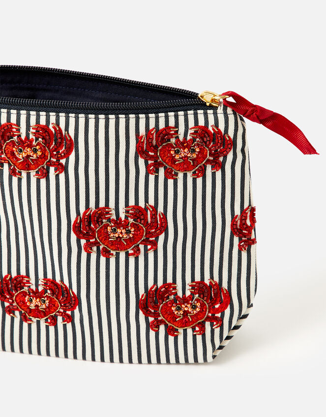 Crab Embroidered Washbag , , large