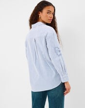 Embroidered Stripe Shirt, Blue (LIGHT BLUE), large
