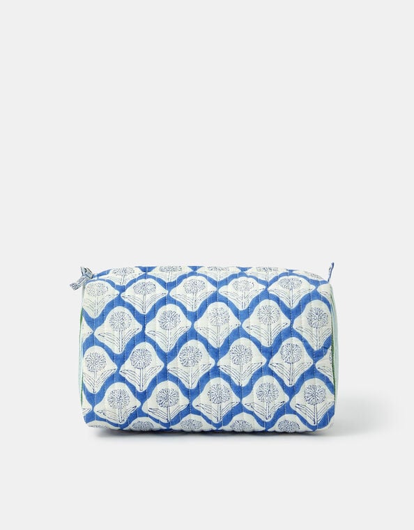 Large Dandelion Print Quilted Make Up Bag, , large