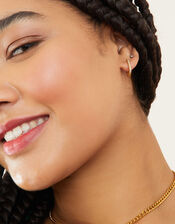 14ct Gold-Plated Sparkle Rectangle Hoops, , large