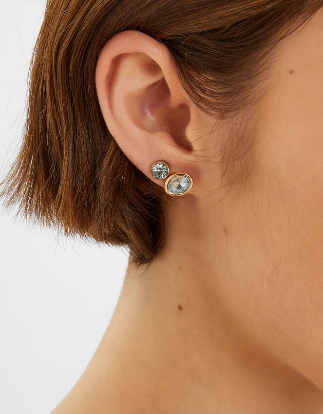 5-Pack Gem Stud Earrings Blue, , large