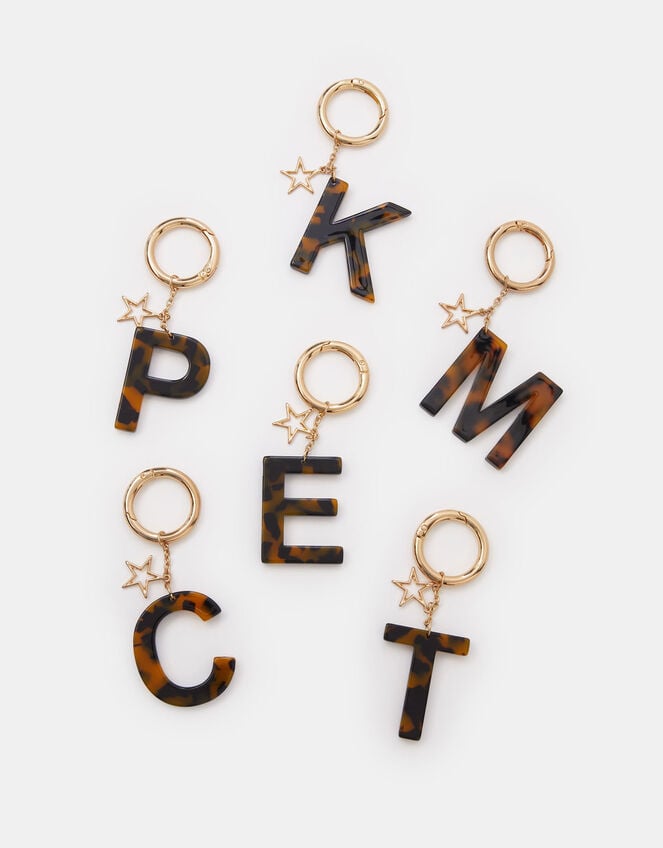 Tort Initial Bag Charm, Brown (TORT), large