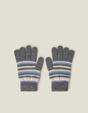 Touchscreen Stripe Knit Gloves, Grey (GREY), large