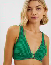 Stripe Texture Bikini Top, Green (GREEN), large
