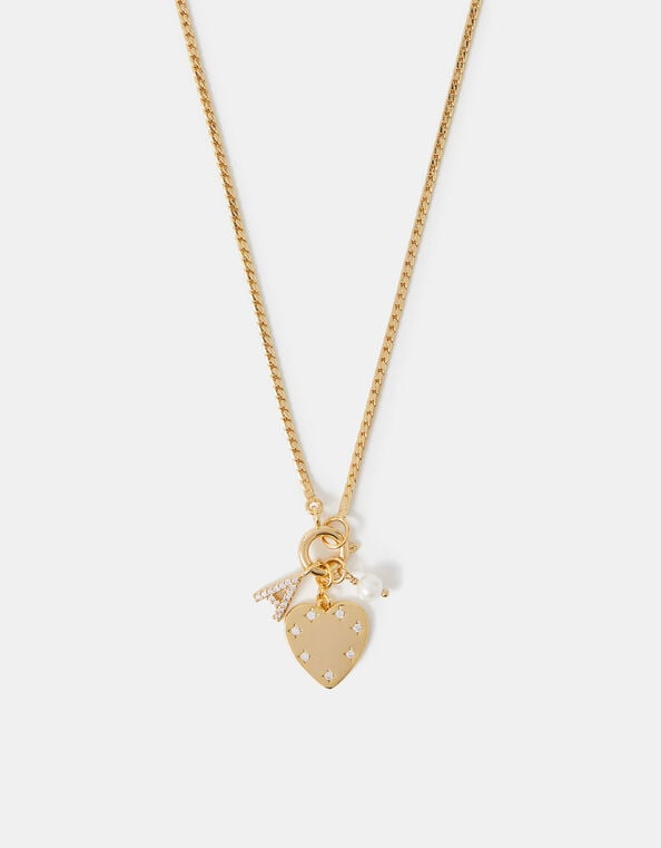 14ct Gold-Plated Omega Initial Charm Necklace, Gold (GOLD), large