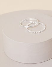 Sterling Silver Ball Rings Set of Two, Silver (ST SILVER), large