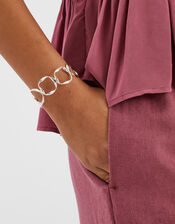 Sterling Silver-Plated Molten Circle Cuff, , large