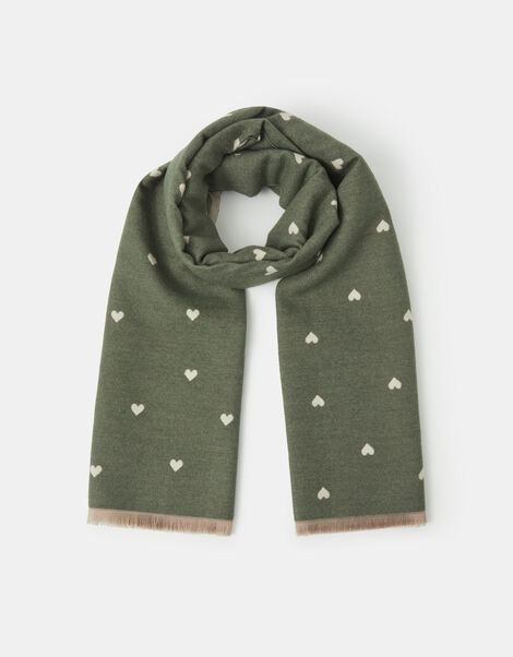 Reversible Heart Print Blanket Scarf, , large