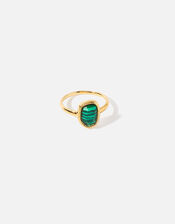 Gold-Plated Irregular Malachite Ring, Green (GREEN), large