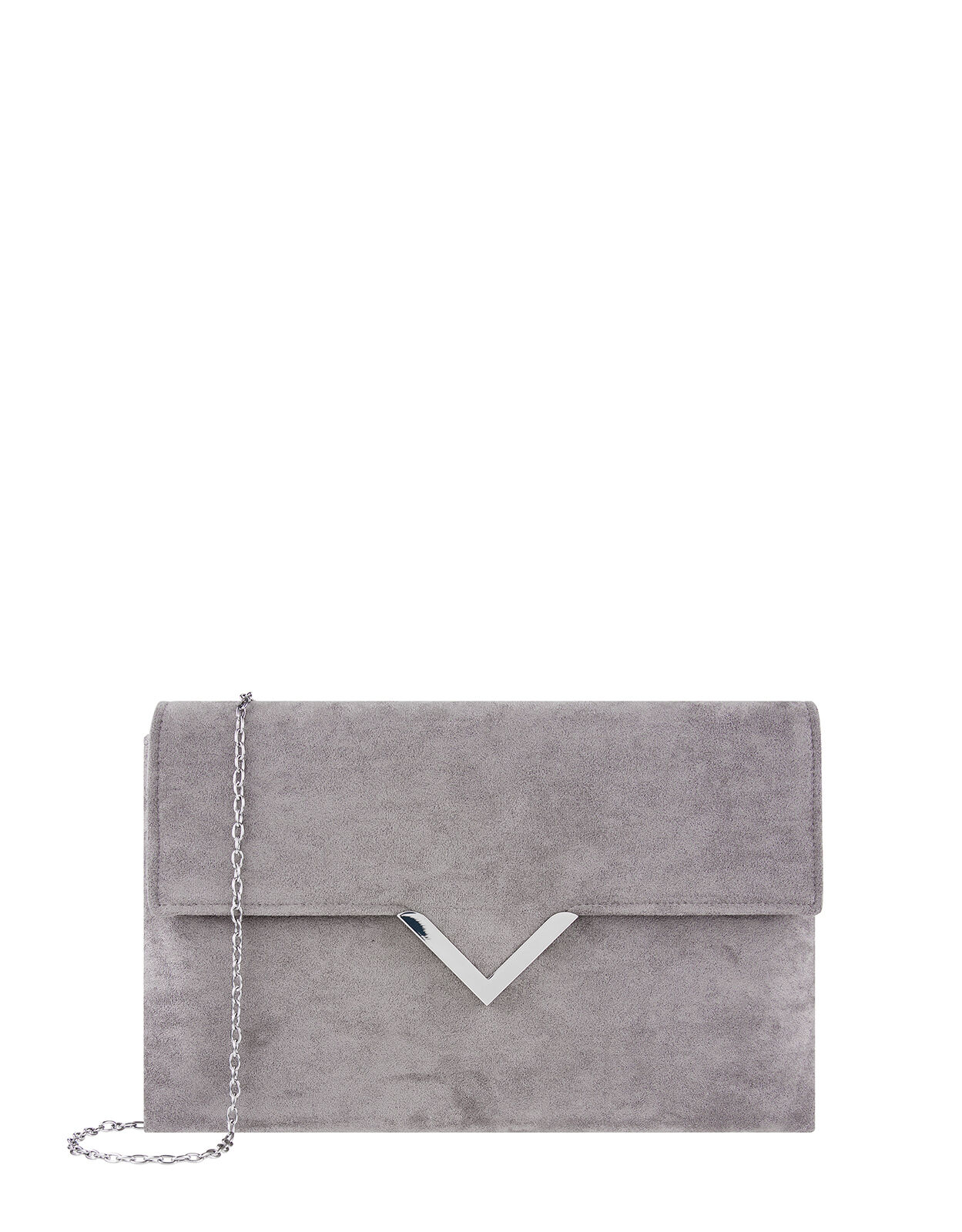 Natalie Suedette Clutch Bag Grey