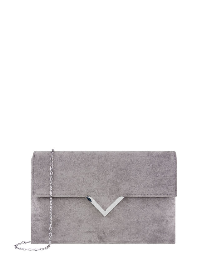 Natalie Suedette Clutch Bag, Grey (GREY), large