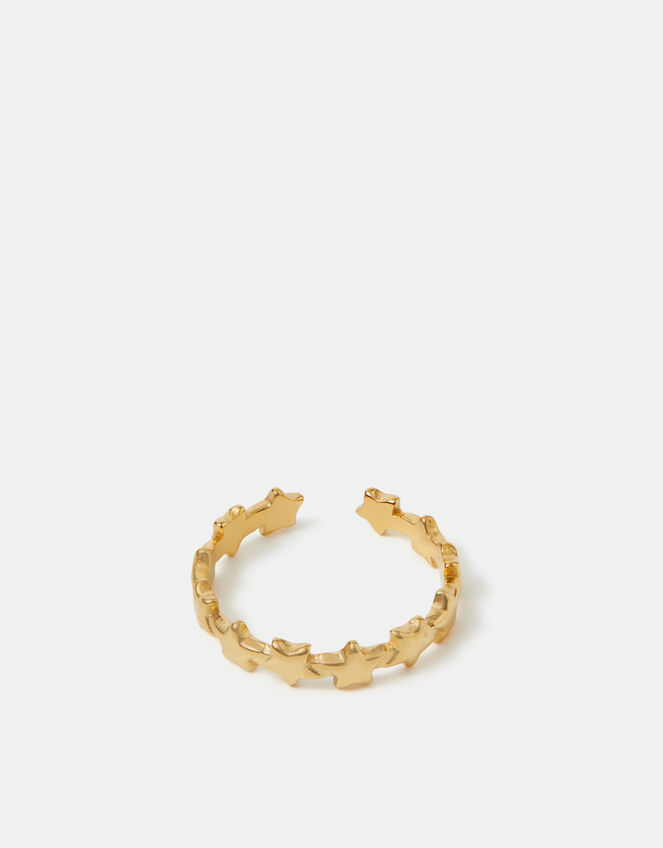 Stainless Steel Star Diamant&eacute; Adjustable Ring, Gold (GOLD), large