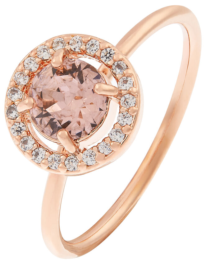 Halo Ring  with Swarovski® Crystals, Gold (ROSE GOLD), large