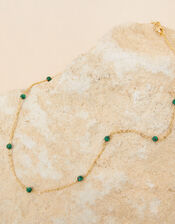 Gold-Plated Malachite Station Necklace, , large