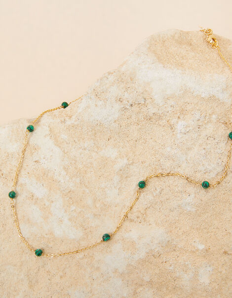 Gold-Plated Malachite Station Necklace, , large