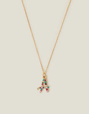 Gemstone Initial Pendant Necklace, Multi (BRIGHTS MULTI), large