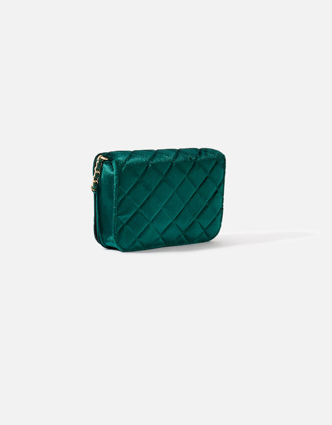 Erin Quilted Velvet Cross-Body Bag, Green (GREEN), large