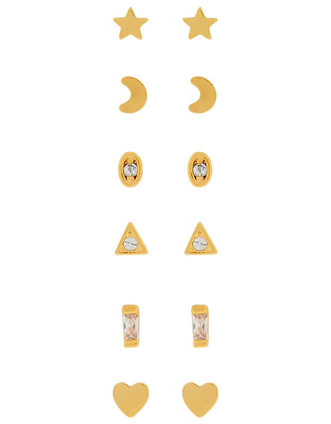 Gold-Plated Sparkle Stud Earring Multipack, , large