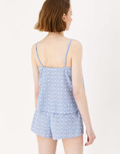 Stripe Broderie Vest Pyjama Set, Blue (LIGHT BLUE), large