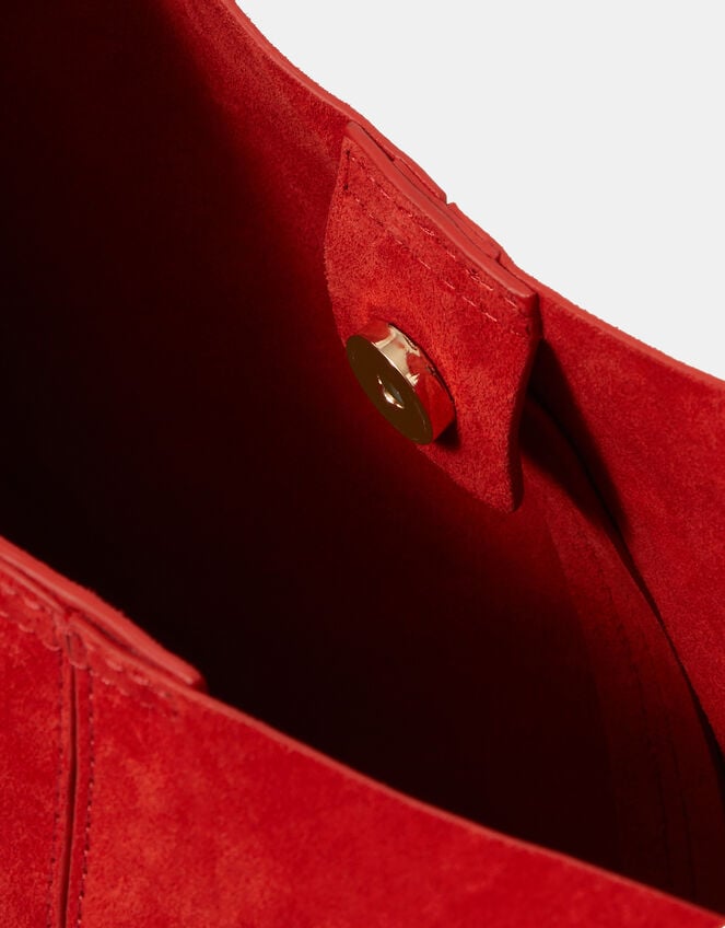 Slouchy Knot Leather Shoulder Bag, Orange (ORANGE), large