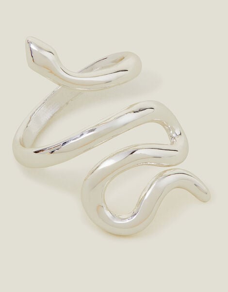 Sterling Silver-Plated Adjustable Snake Ring, , large