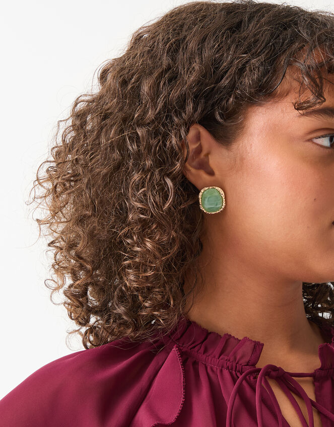 Resin Stone Stud Earrings, , large