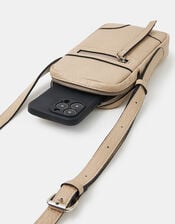 Faux Leather Crossbody Phone Bag, Mink (MINK), large