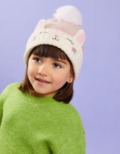 Girls Faux Fur Ombre Bunny Hat, Multi (PASTEL MULTI), large