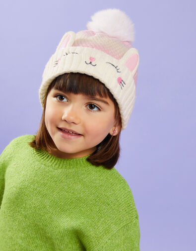 Girls Faux Fur Ombre Bunny Hat, Multi (PASTEL MULTI), large