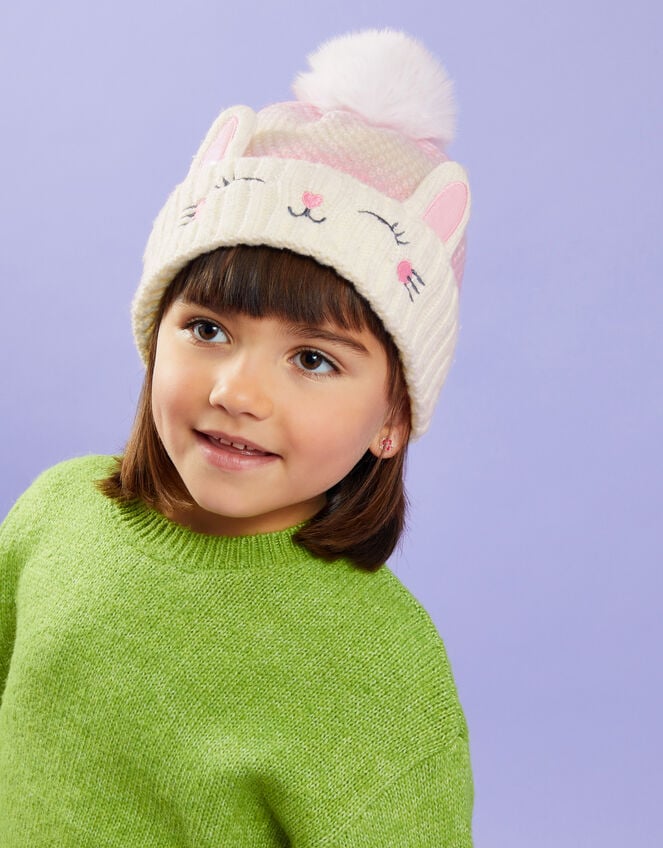 Girls Faux Fur Ombre Bunny Hat, Multi (PASTEL MULTI), large