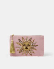 Sun Embellished Zip Pouch, , large