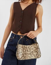 Mini Faux Snakeskin Handbag, , large