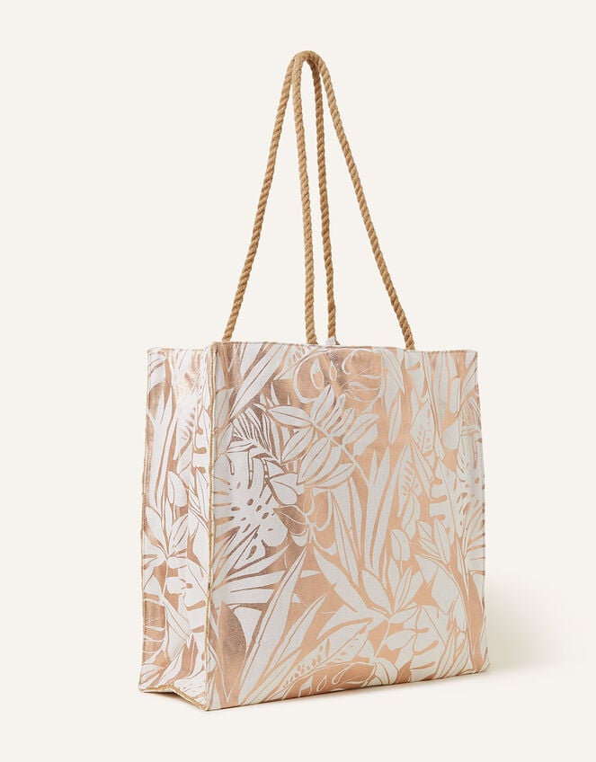 Printed Canvas Beach Bag, , large