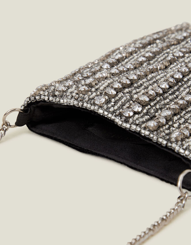 Diamante Bead Fringe Phone Bag, , large