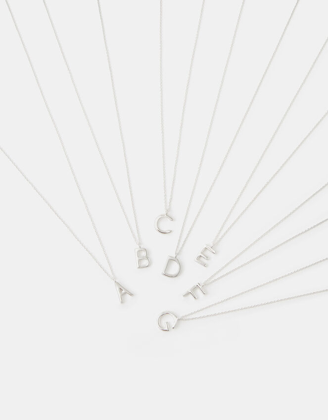 Sterling Silver Initial Pendant Necklace, Silver (ST SILVER), large