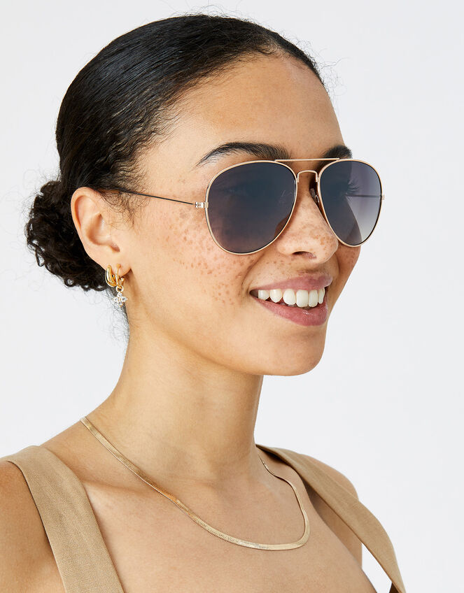 Chantal Aviator Sunglasses, Gold (GOLD), large