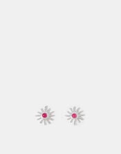 Sterling Silver-Plated Sun Quartz Stud Earrings, , large