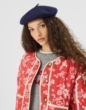 Plain Wool Beret, Blue (NAVY), large