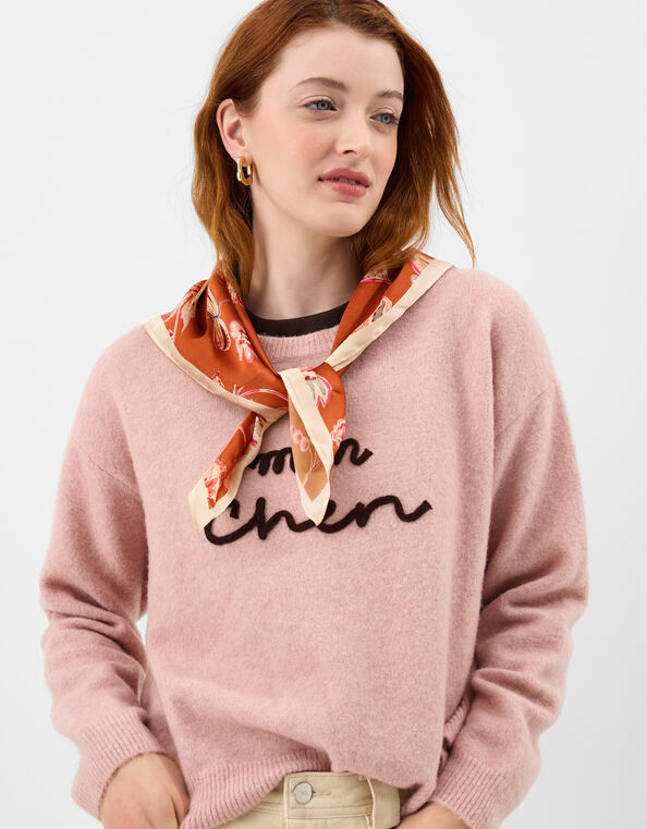 Floral Square Satin Scarf, , large