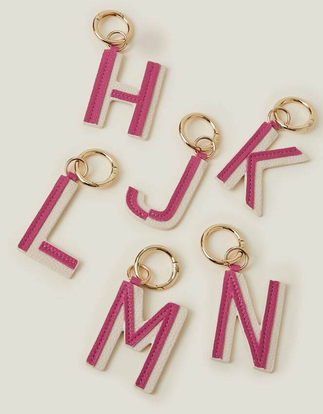 Initial Colour Block Keyring, Pink (PINK), large