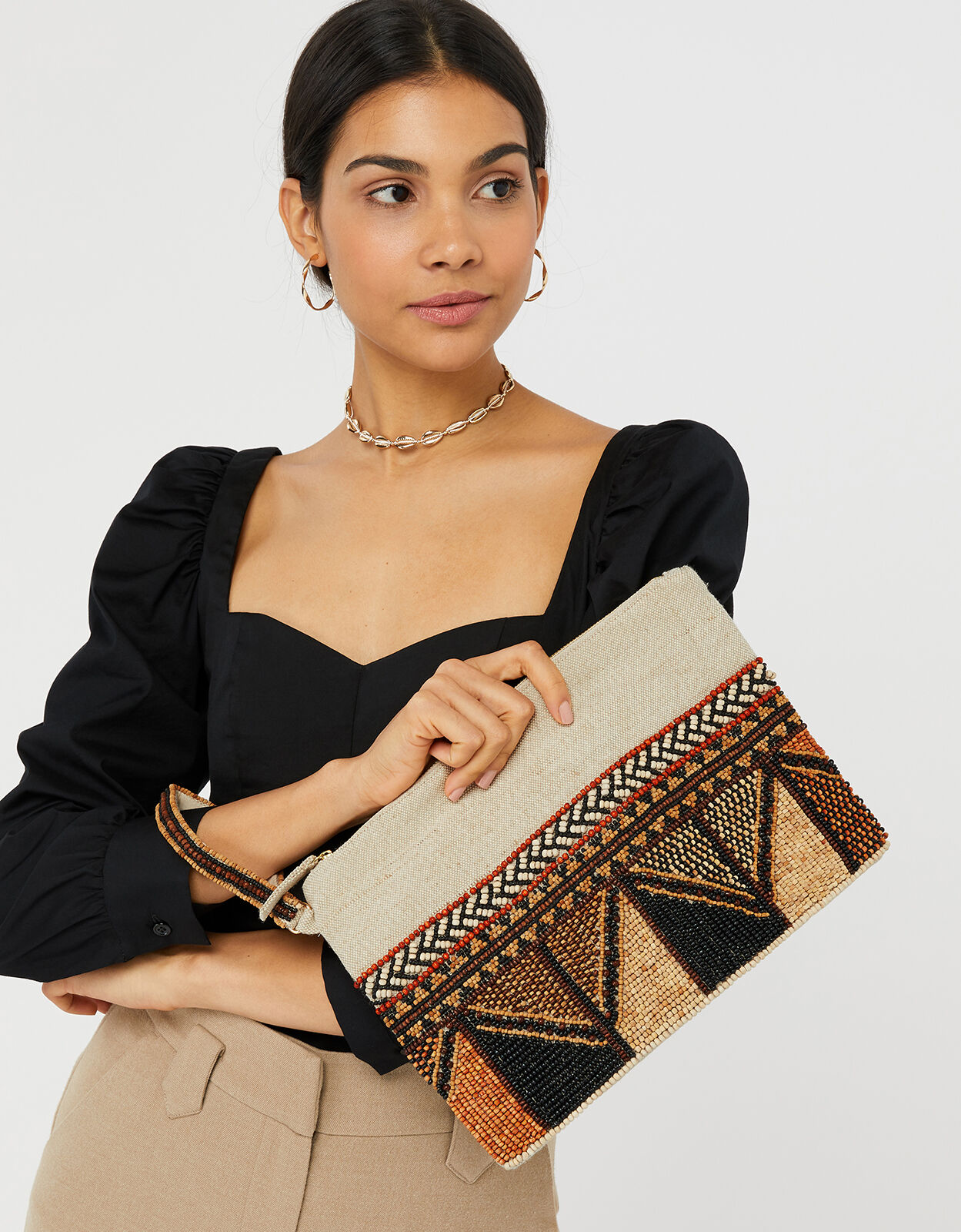 Aztec Beaded Clutch Bag Beach bags Accessorize ROI