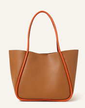 Contrast Piping Shoulder Bag, , large