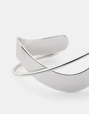 Sterling Silver-Plated Crossover Bangle Bracelet, , large