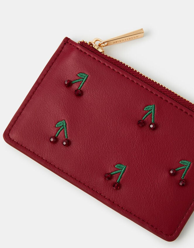 Beaded Cherry Card Holder, , large